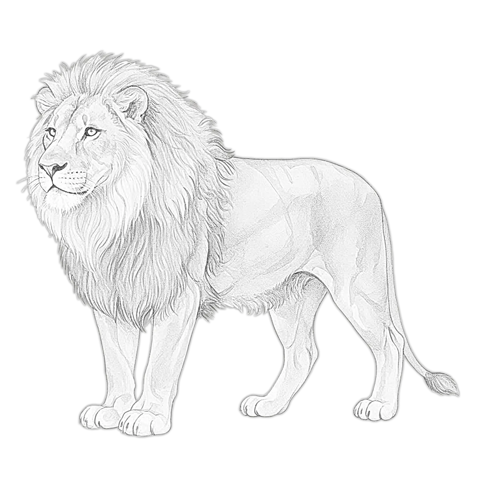 Pencil study of a lion, drawn by hand